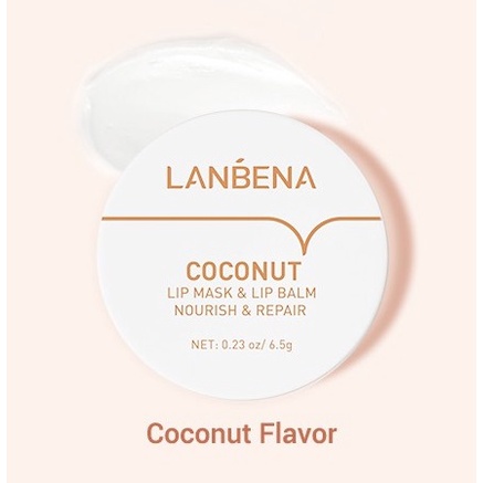 LANBENA Coconut Lip Mask Balm - Melembabkan Perawatan Bibir Bergizi Perbaiki Exfoliator Kering Menyegarkan Lip Care Remove lip