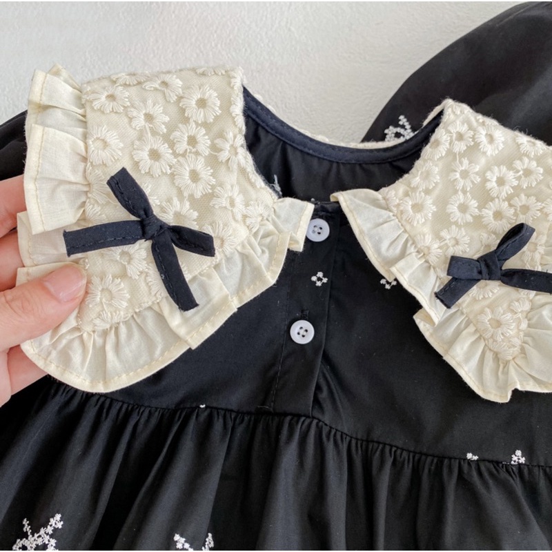 Ribbon black romper/dress bayi perempuan