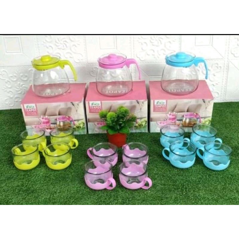 Tea Pot Set 5in1 Free Bubble Wrap Dan Dus