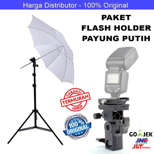 Paket Studio Flash Holder Payung Putih 33 - Lightstand Tiang Tripod