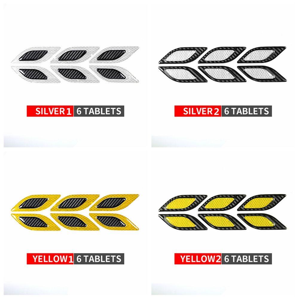 Populer 6Pcs/Set Stiker Reflektif Mobil 6Pcs Dekoratif Eksterior Mobil Universal Truk Auto Motor Safety Warning Sticker Anti Gores