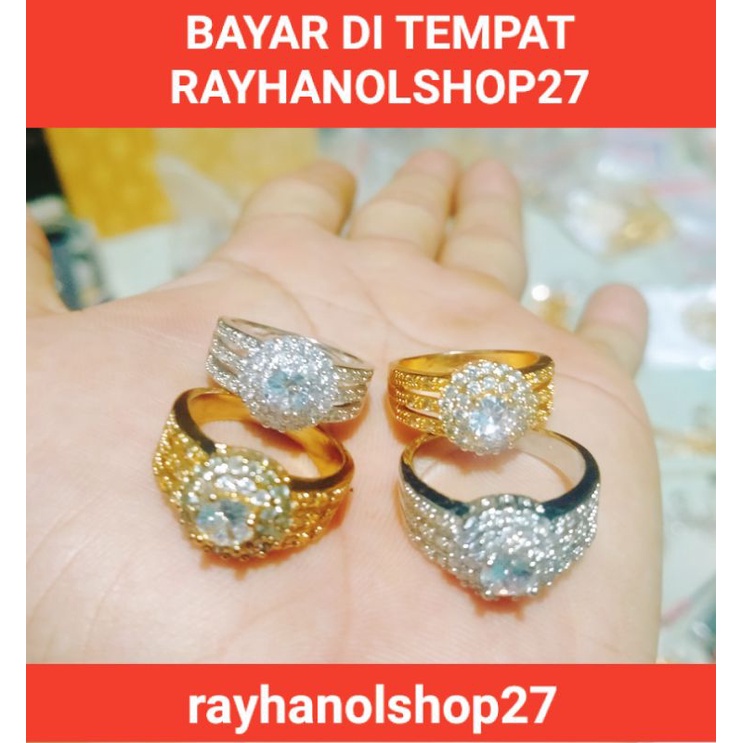 Cincin cantik mutiara mata satu mewah Tersedia warna gold dan silver  lapis emas 23k anti karat