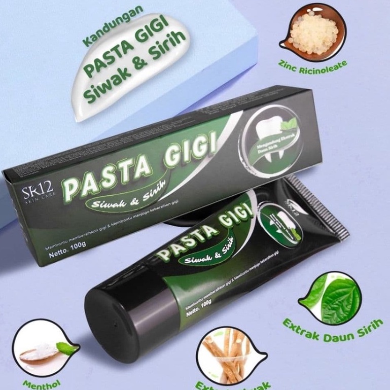 Pasta Gigi Siwak SR12 Siwak &amp; Sirih 100 gram Mengatasi Bau Mulut Tidak Sedap Halal BPOM