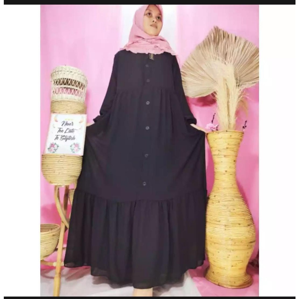 Gamis Polos Kancing Depan Premium / GAMIS CERUTY BAJU MUSLIM WANITA / Dress Wanita / CERUTY BABYDOLL