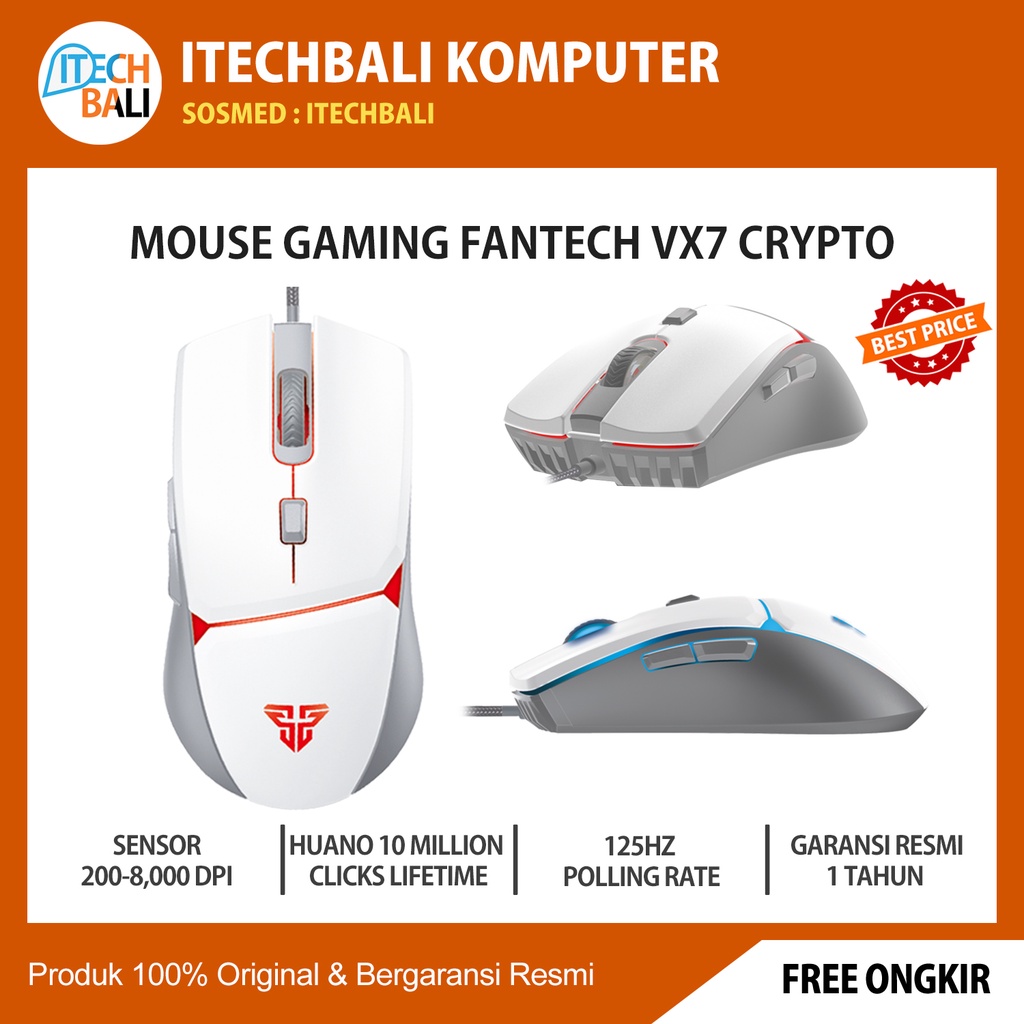 Mouse FANTECH Crypto VX7 Black / White Macro Gaming