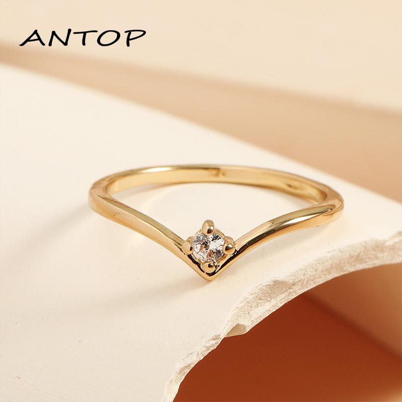 Cincin Bentuk V Bahan Zircon Untuk Wanita