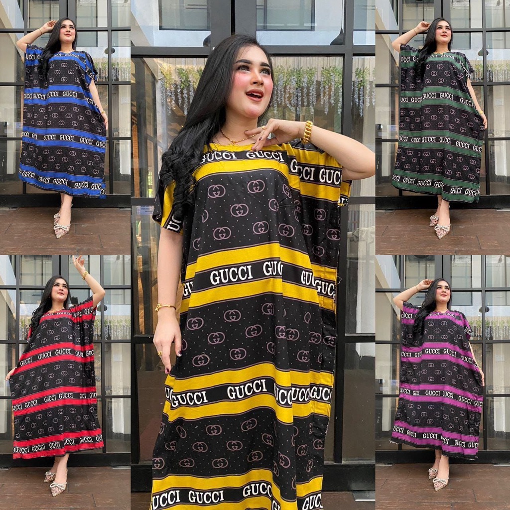 Ready Stok-Daster Lowo/Daster Kalong Motif Gucci Pelangi Bahan Rayon