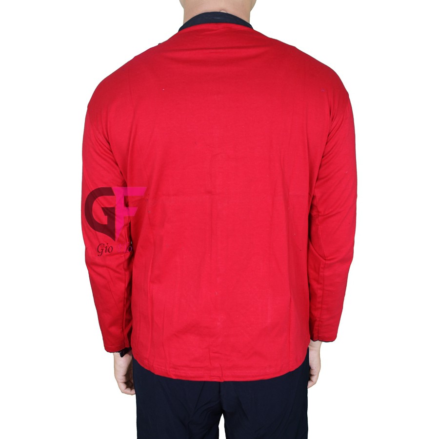 GIOFLO Baju Koko Lengan Panjang Kemeja Muslimin Pria Trendy Red / KKL 41