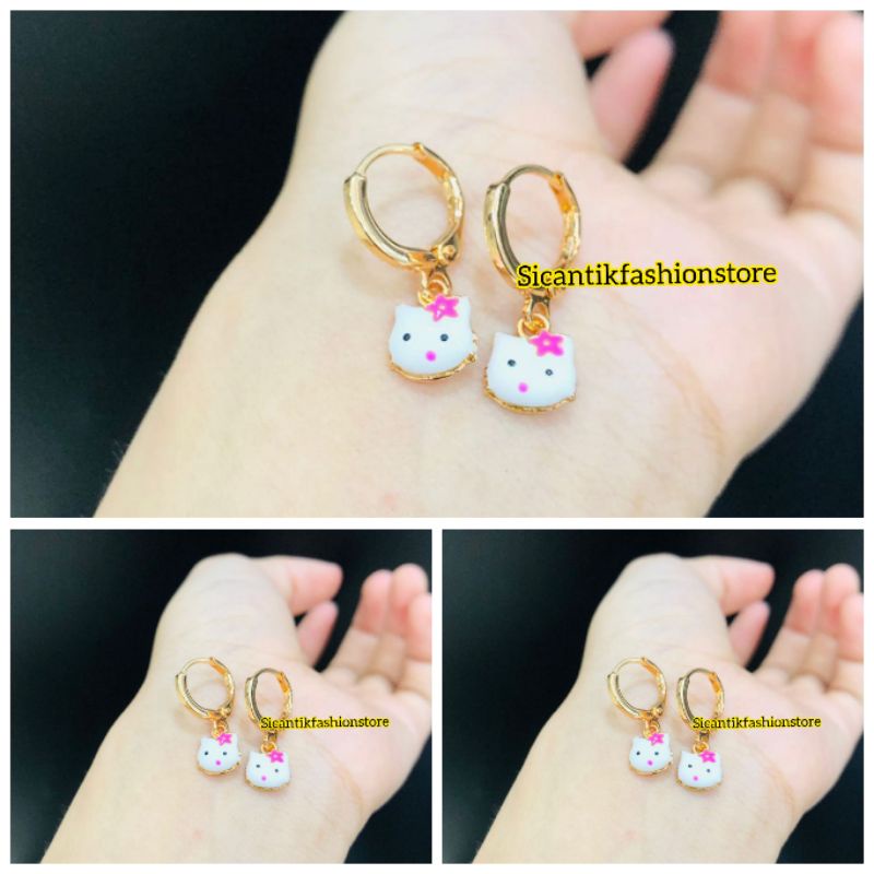 Anting Titanium Anak Anak Hello Kitty Terbaru Terlaris Anti Karat Tidak Luntur Anting Anak Kekinian Terbaru