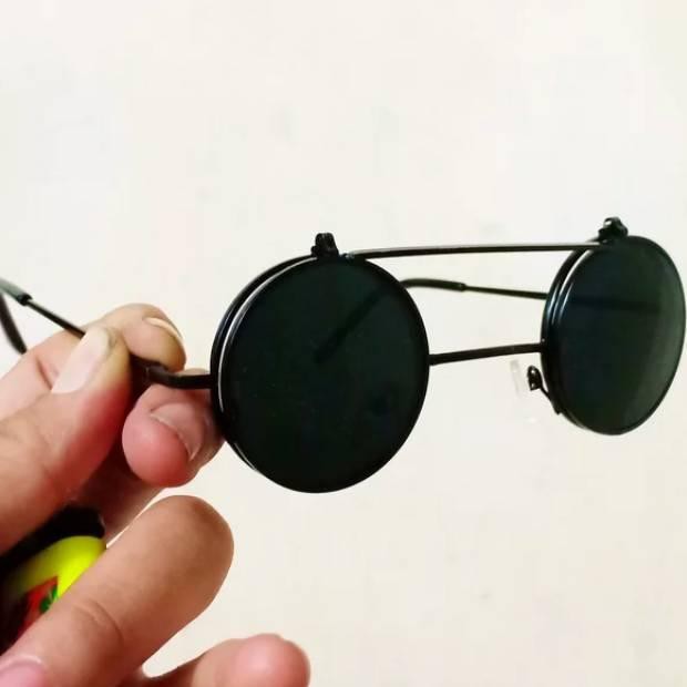 Kacamata bulat boboho john lennon lensa double klip on clip on buka tutup retro free box (KODE 5057)