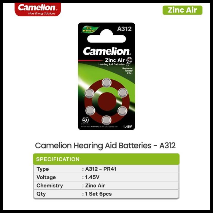 Terbaru Battery Hearing Aid A312 Camelion|Baterai Alat Bantu Dengar A312