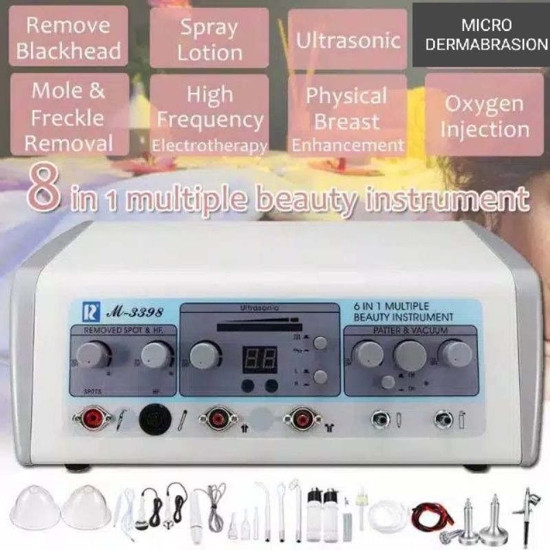 8 in 1 high frequency ultrasound detox hf alat penyedot komedo oxygen spray soft cauter besar dada