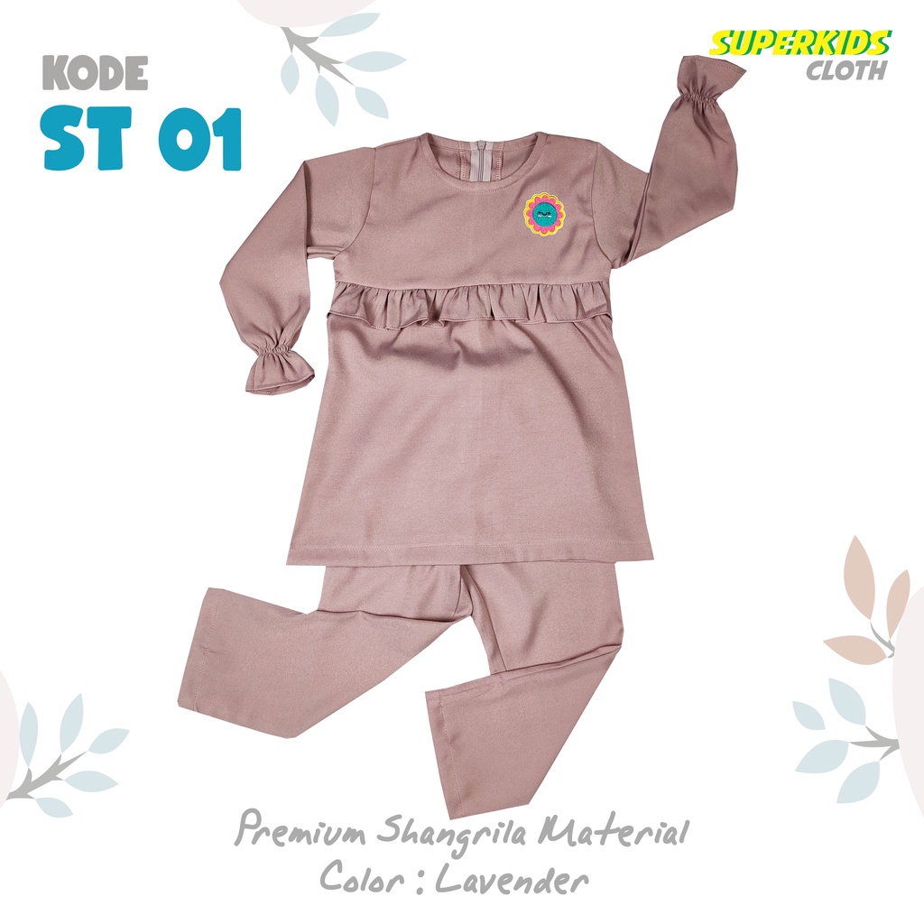 Setelan Baju Muslim Anak Perempuan Tunik Set Gamis Anak Perempuan Dress Anak SuperkidsCloth 1 - 10 Tahun