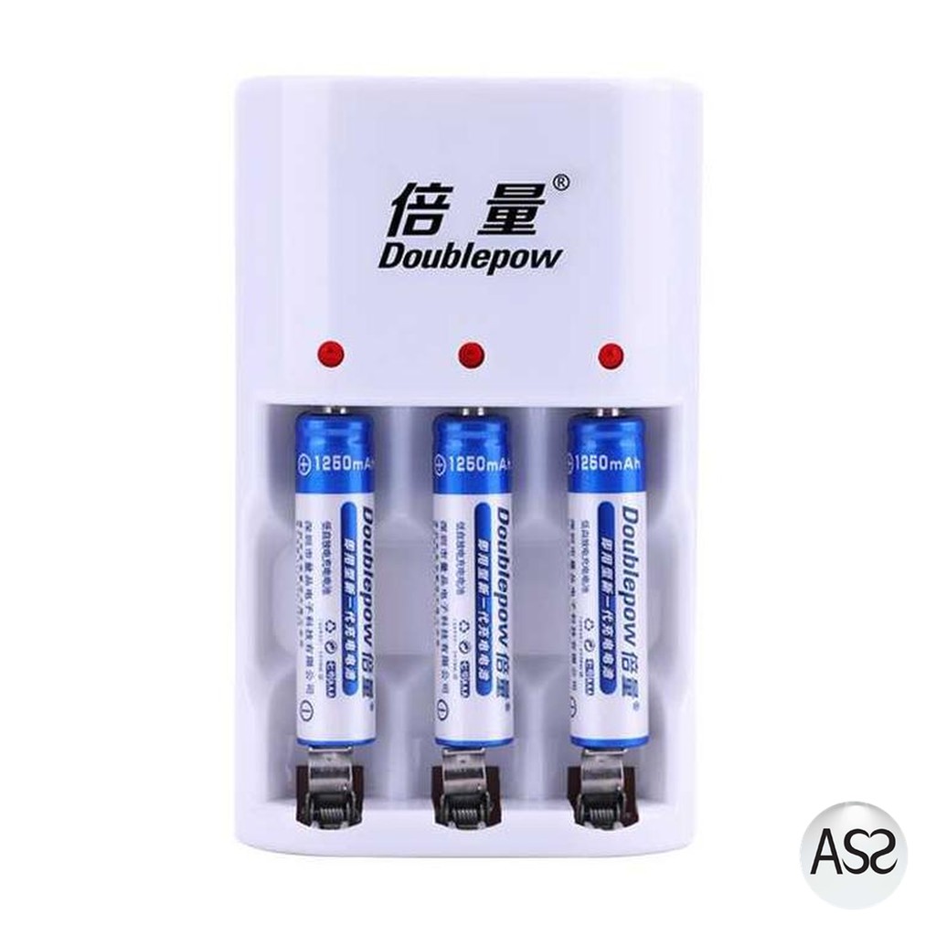 ASS Shop - DOUBLEPOW Charger Baterai 3 slot AA/AAA with 3PCS AA 1200mAh - DP-B33