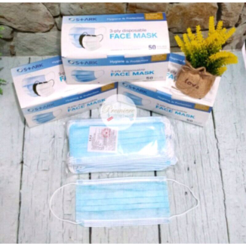 MASKER STARK 3 PLY DISPOSABLE FACE MASK 1 BOK (ISI 50+BOK) MURAH