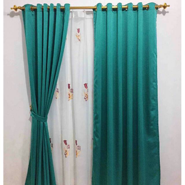 Gorden Embos Motif Horden Pintu dan Hordeng Jendela Smokering 12 lubang 135 x 220 cm Kordeng Minimalis Gordeng Mewah