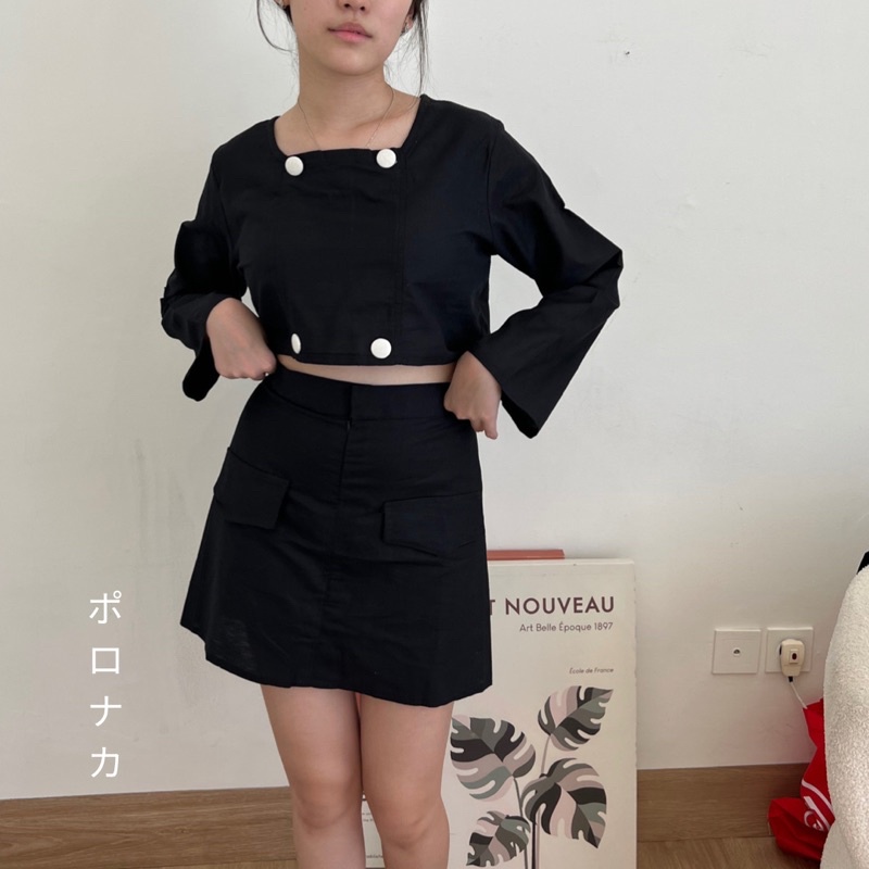 PORONAKA - ERRA Set (Linen Button Top + Skirt)