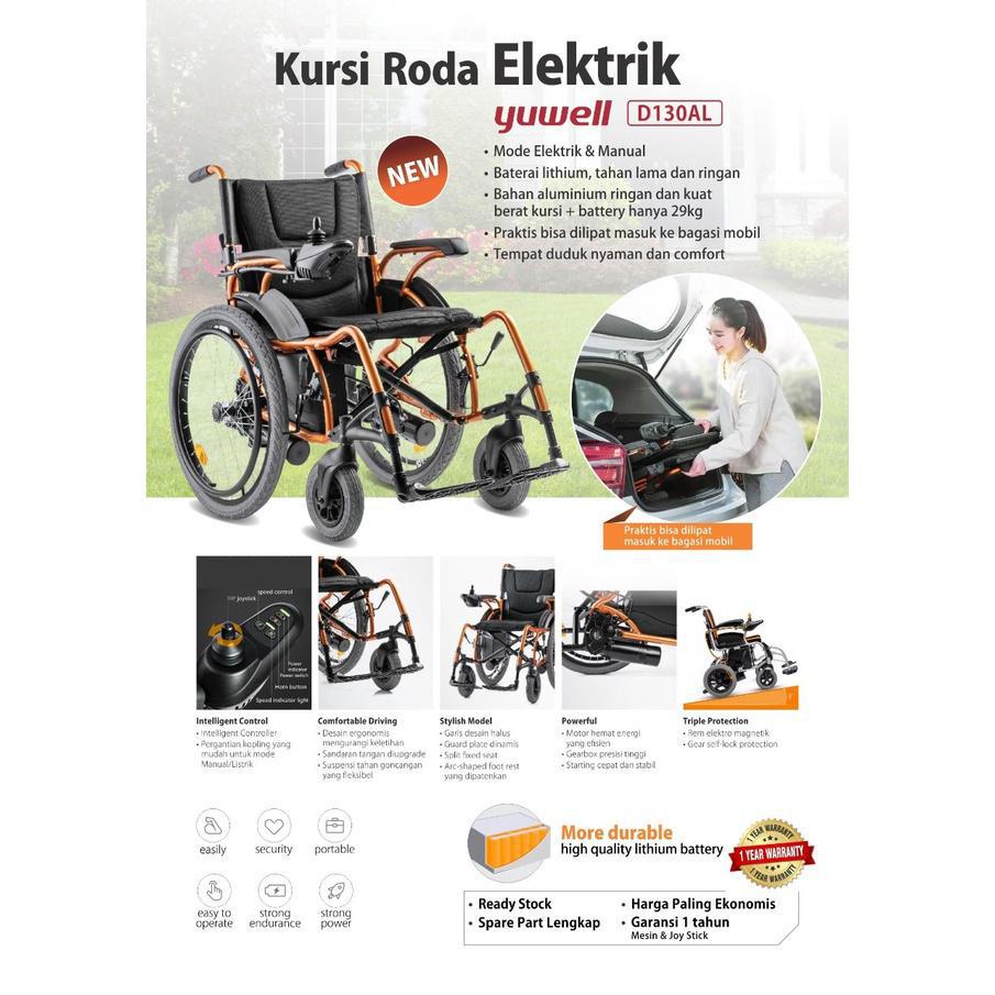 Yuwell Kursi Roda Elektrik Electric Wheelchair D130AL Roda Besar