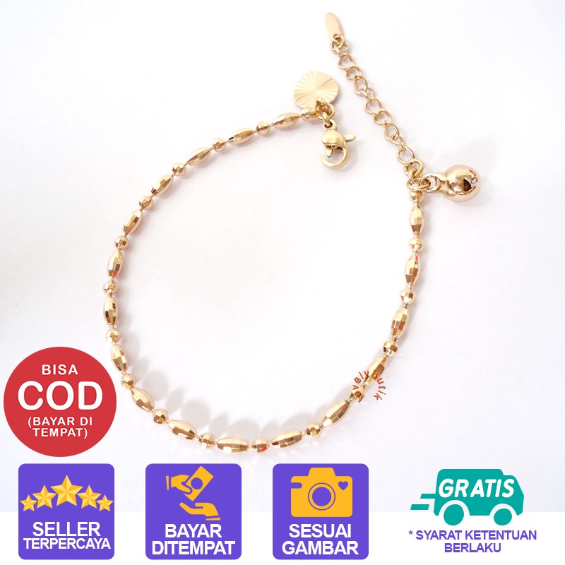 Lovelybutik Gelang Tangan Xuping Rantai Wanita Dewasa Terbaru Motif Rantai BIji Padi Ukuran 17+3 cm