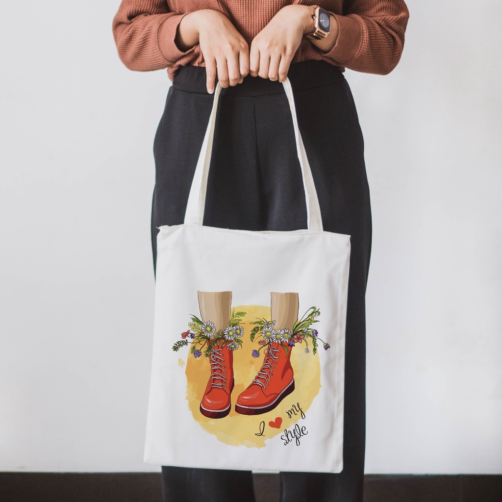 Sevine Totebag Drill Tas Tote Bag Resleting Fashion Wanita Girly Series - LF