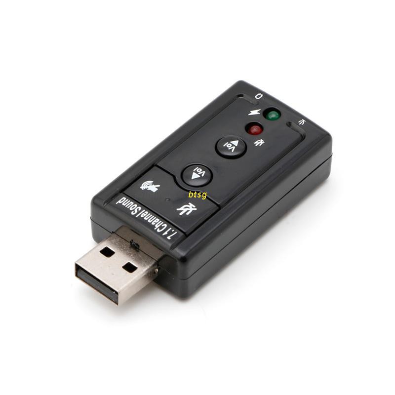 Btsg Adapter Sound Card Eksternal 7.1 Channel 3d Warna Hitam Untuk Pc / Laptop