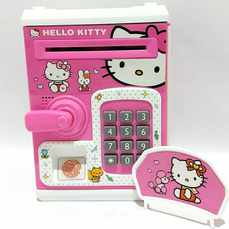 Mainan Edukasi Brankas Celengan Atm Bank Karakter Hello kitty Sidik Jari