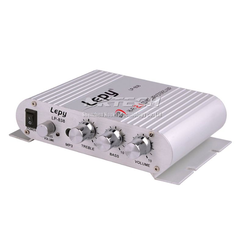 Lepy HiFi Stereo Amplifier Treble Bass Booster - LP-838 - Silver