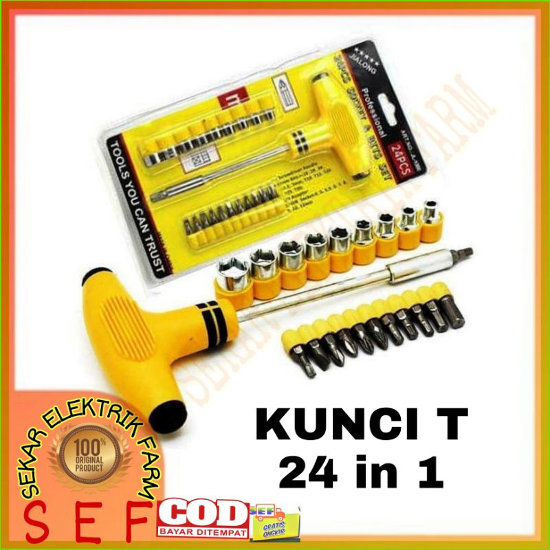 Obeng T Kunci Sock T Plus Palu 24 in 1 Screwdriver Tools KIT OBENG SOK SET