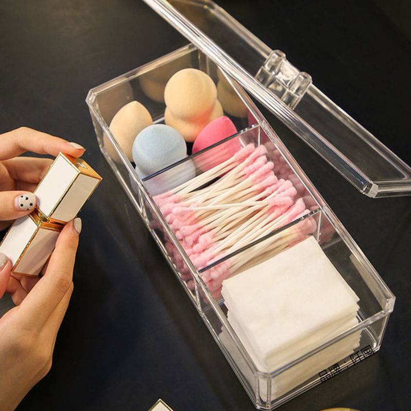 HOVELSHOP Kotak Kapas Tempat Brush Make Up Kosmetik Acrylic Penyimpanan Aksesoris Multifungsi