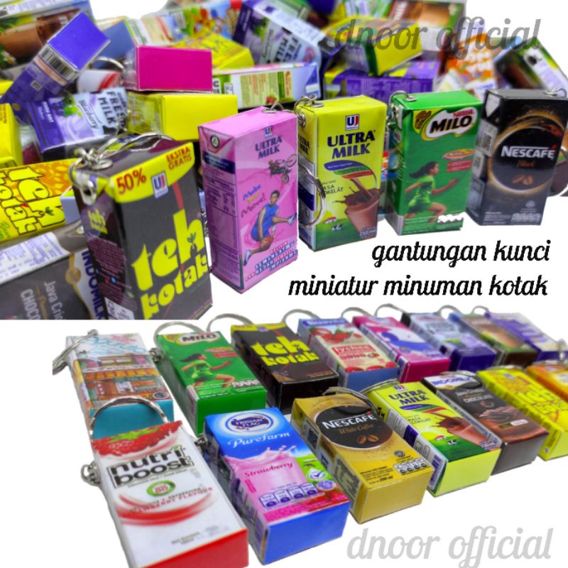 Gantungan Kunci dan Magnet Kulkas Miniatur Minuman Kotak Mini Lucu Cantik