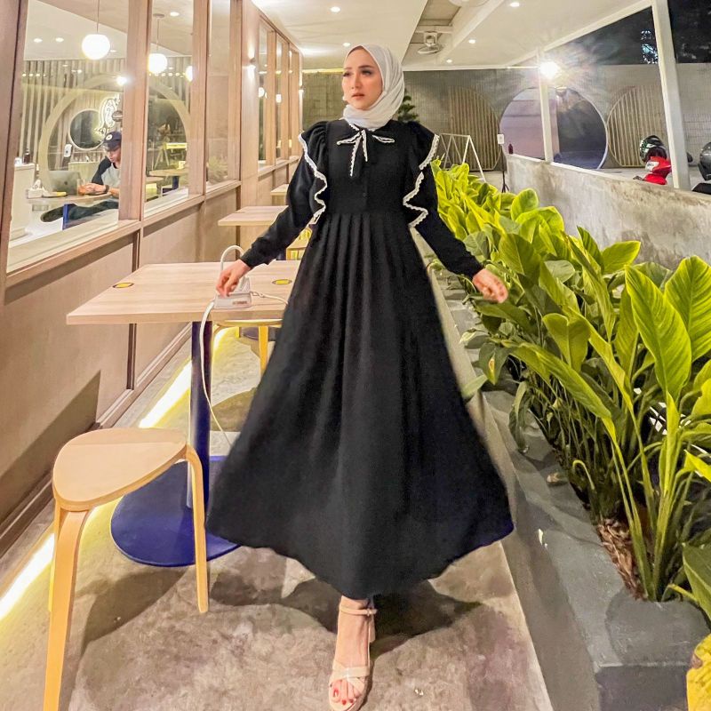 Larisa Dress Ori Nada Gisella || Dress Rempel Samping || Busui kancing