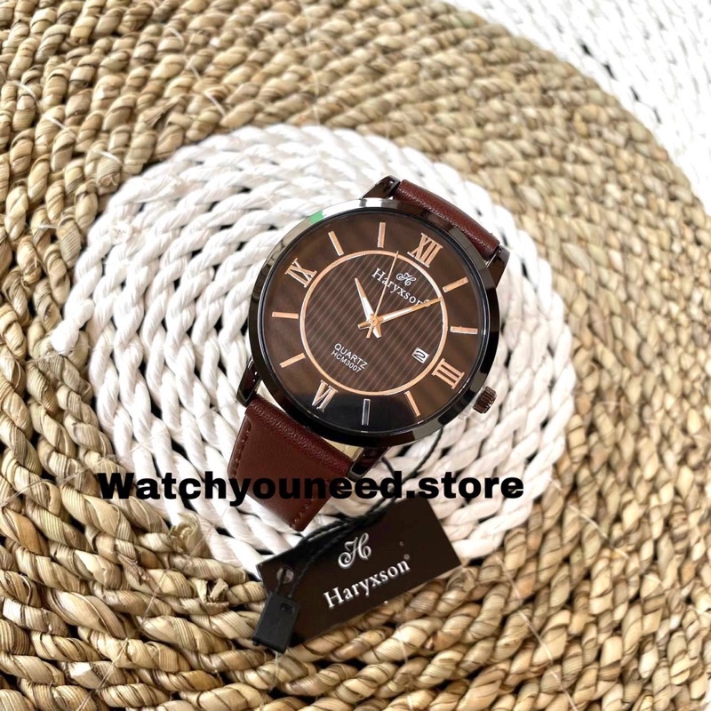 jam tangan wanita anti air terbaru - jam tangan mewah wanita - jam tangan original haryxson model romawi - kulit asli tanggal aktif - free box dan batrai cadangan