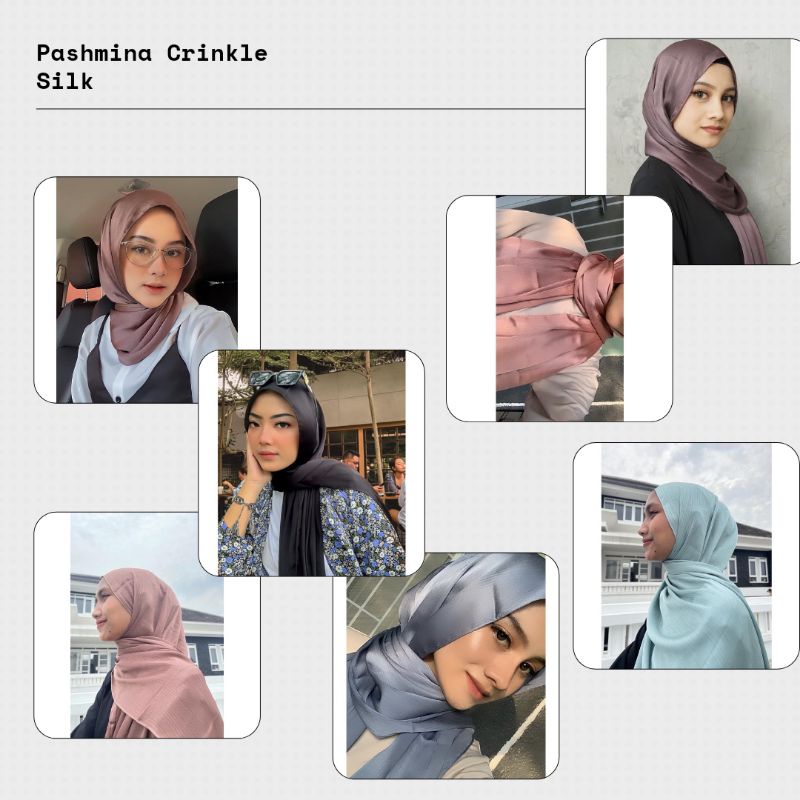 Pashmina Chiffon Crinkle Textured Silk Premium Malaysia