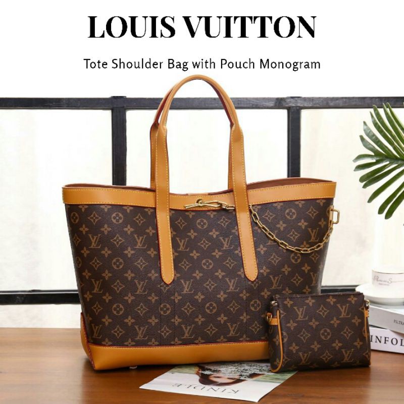 Tas Wanita LV Tote Shoulder Bag with Pouch Monogram