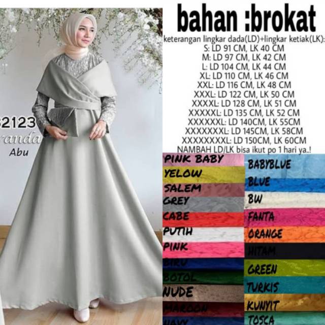 Gamis pesta yanda brukat jumbo Bigsize ld 150 cm