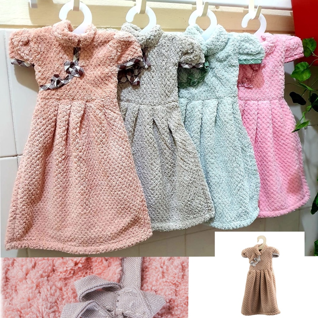 Kain Lap Gantung Model Gaun Lap Baju Sanghai Lucu Hand Towel Impot Serba Guna Handuk Dapur Lap Tangan Lap Piring Serbet Gantung Model Baju Bulu Tebal Menyerap