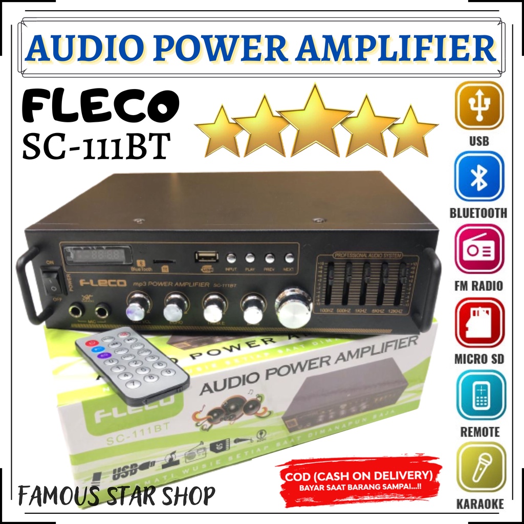 MURAH~Audio Power Amplifier Ampli Fleco SC-111BT Bluteooth | FMS