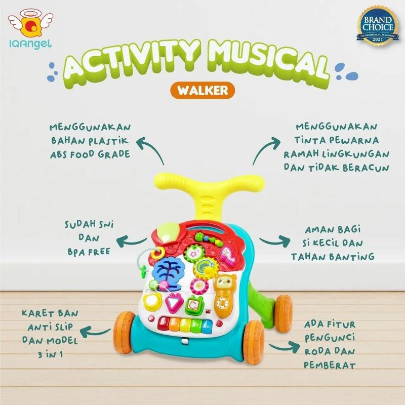 IQ ANGEL Musical Activity Walker Baby Push Walker with Toys