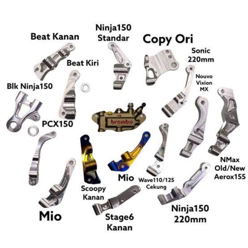 BRACKET PANGKON KALIPER MONOBLOK 4 PISTON BEAT, SCOOPY, VARIO, MIO