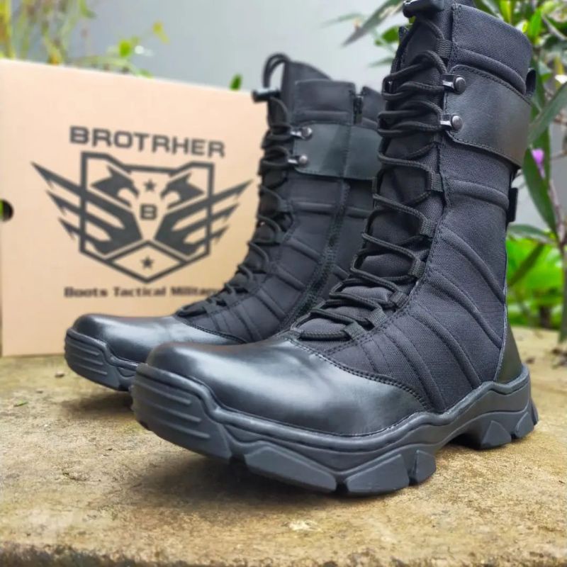 SEPATU PDL KULIT TNI POLRI SEKURITY OUTDOR HIKING GUNUNG TINGGI 8 INCHI KORDURA ANTI AIR PAKAI RESLETING OUTSOL KARET SUDAH DI SOL KUAT