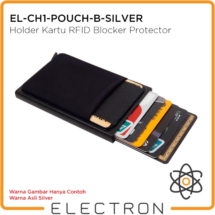 EL-CH1-POUCH-B-SILVER Card Holder Kartu RFID Blocker Protector Smart