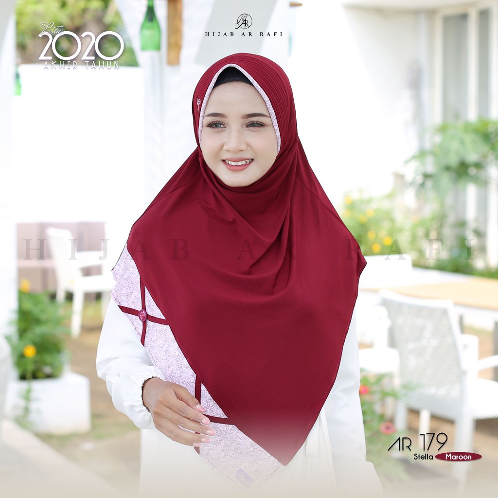 Terlaris Hijab Arrafi AR 179 Jilbab Bergo Instant Antem Eskudo Ar Rafi  List Motif Kerudung Stella-maroon