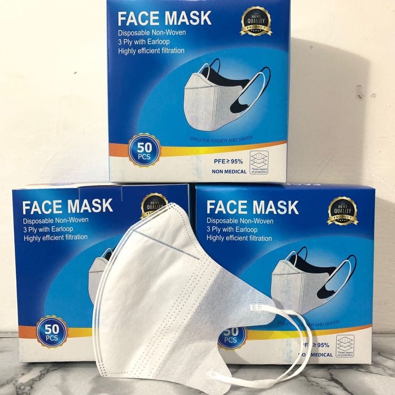 Masker Duckbill 3PLY Hitam Putih / Duckbill Alkindo / face mask