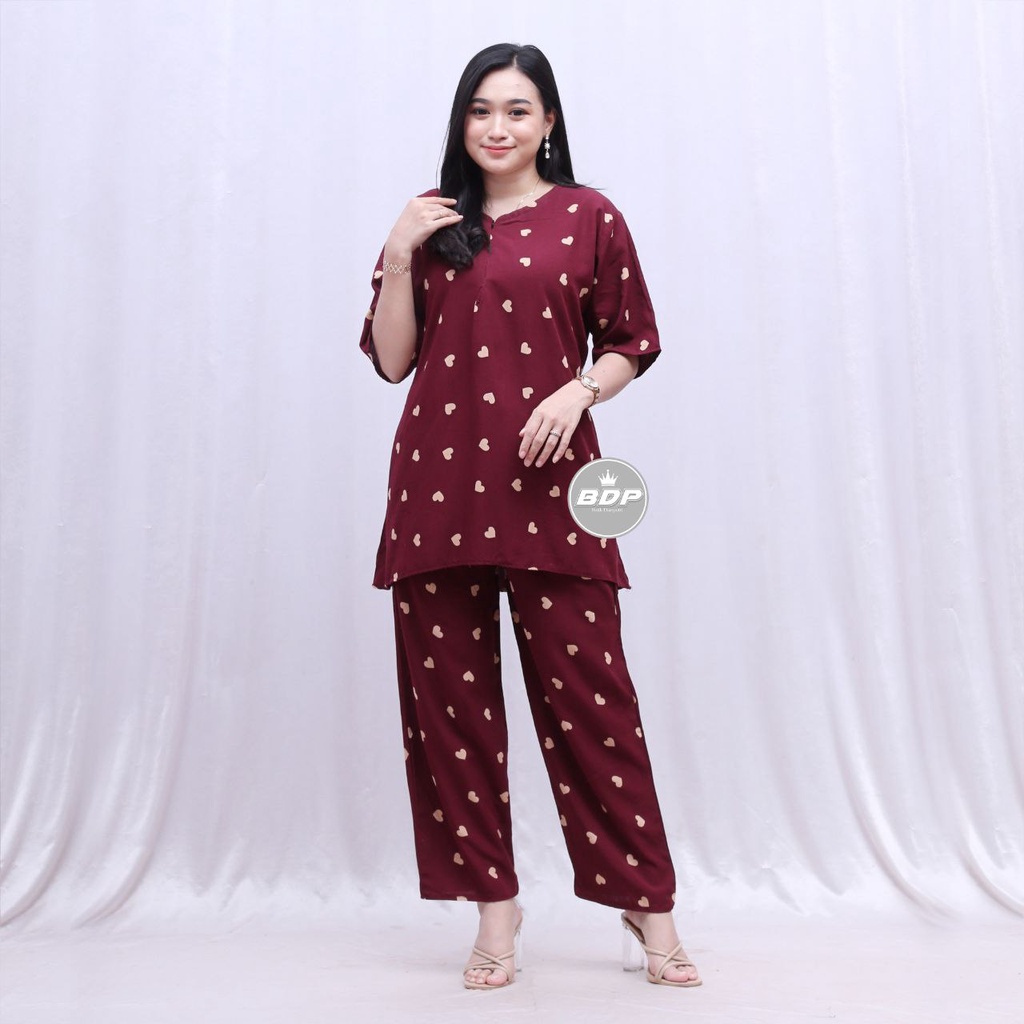 TERBARU | SETELAN BAJU TIDUR PIYAMA ARAB RENDA | ONE SET BUSUI | PIYAMA ARAB RENDA-ST lova maroon