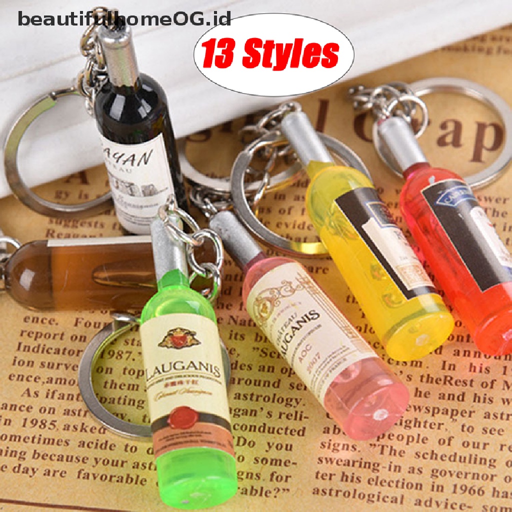 Gantungan Kunci Bentuk Botol Wine / Bir Bahan Akrilik