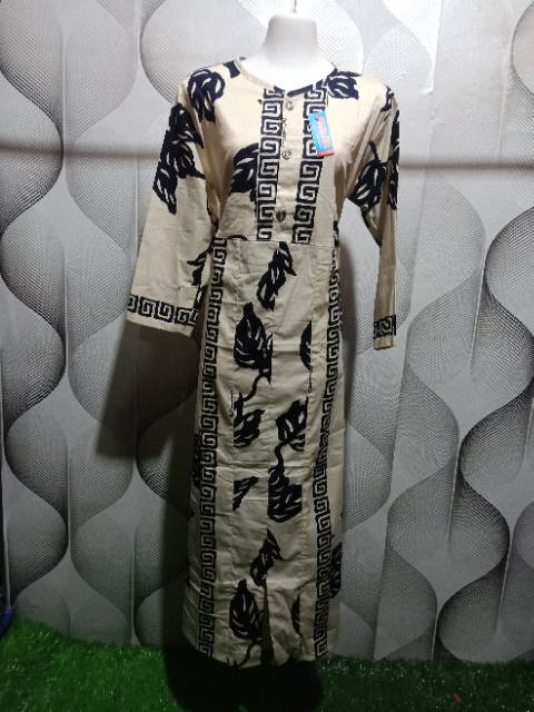 Gamis motif daun/ Gamis wanita /Baju panjang wanita