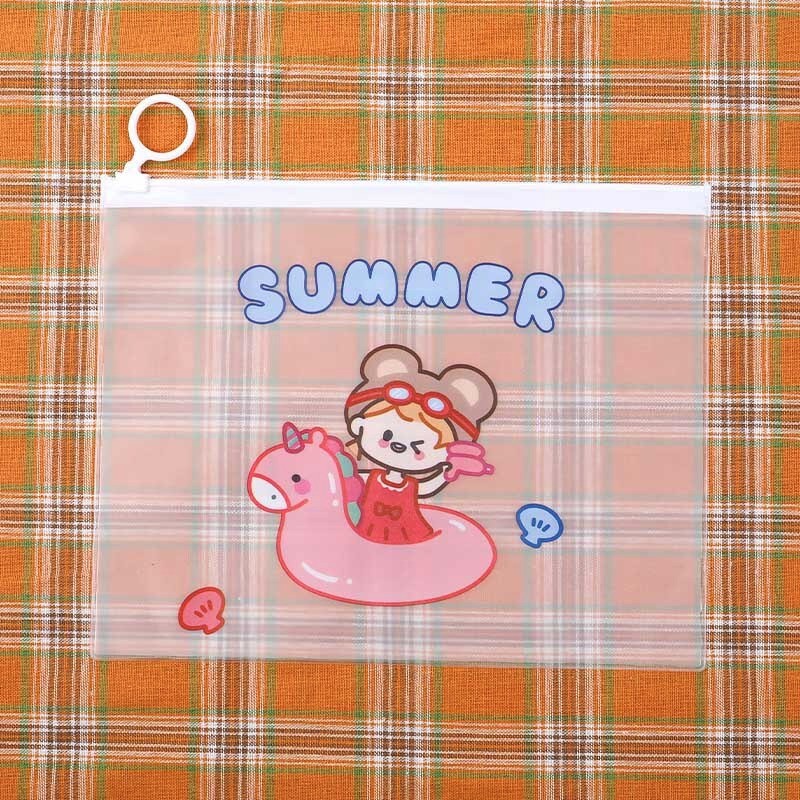 MURMURE.ID | ZIPPER BAG TRANSPARAN KARAKTER LUCU TEMPAT PENSIL KOREA PC034-SUMMER