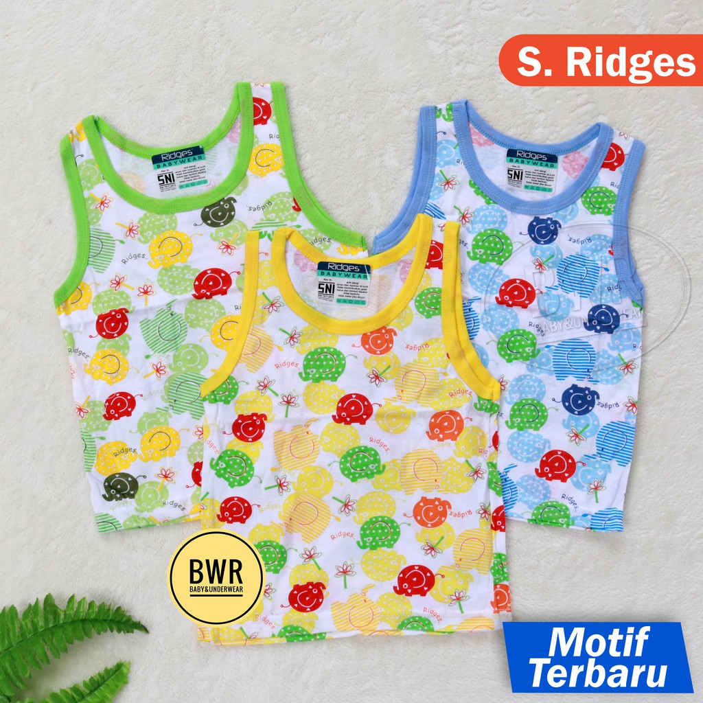 Singlet RIDGES Motif Tangtop Anak [ IV A5 - D5 ] Kaos Dalam Anak Kutung Sablon List Warna - Bwr