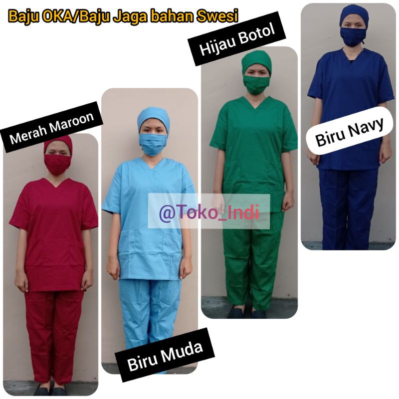 Baju OKA Lengan Pendek / Baju Jaga / Bahan Swesi / OK Bidan Perawat