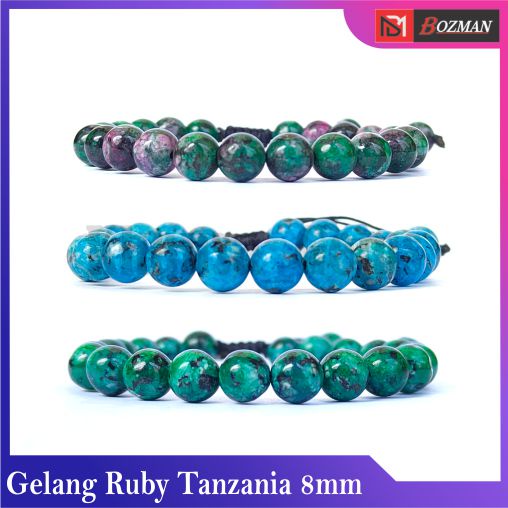 Gelang Batu Natural Rubi Tanzania Aneka Diameter 6m 8mm dan 10mm